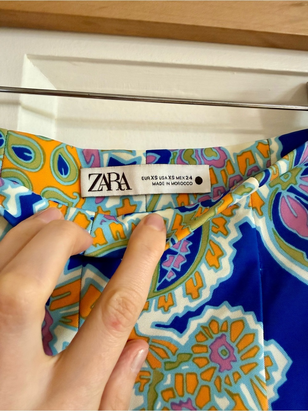 Zara Blue Paisley Maxi Skirt with Yellow and Pink Accents - Picture 3 of 5